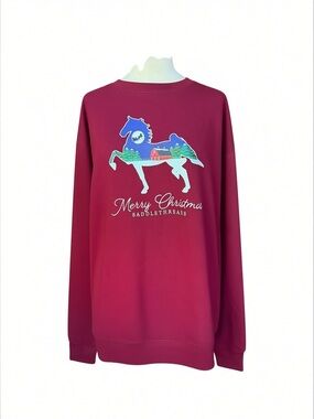 NWOT Just Hoods Saddlethreads “Merry Christmas” Deep Berry Crewneck Sweatshirt